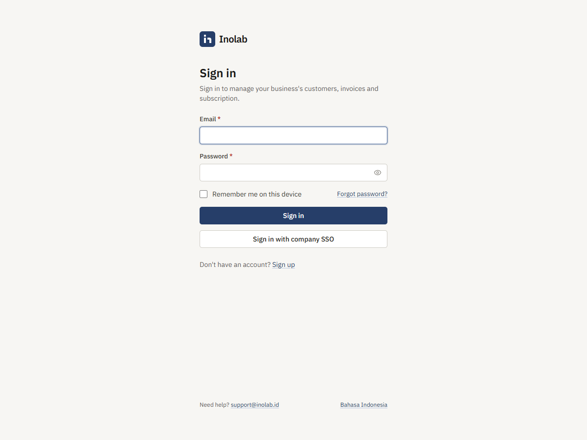The Inolab Overview page: invoices that need attention, receivables, payments received and recent invoices.